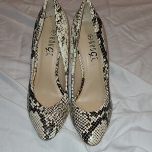 Rouge Helium Snakeskin Heels - Black and Cream